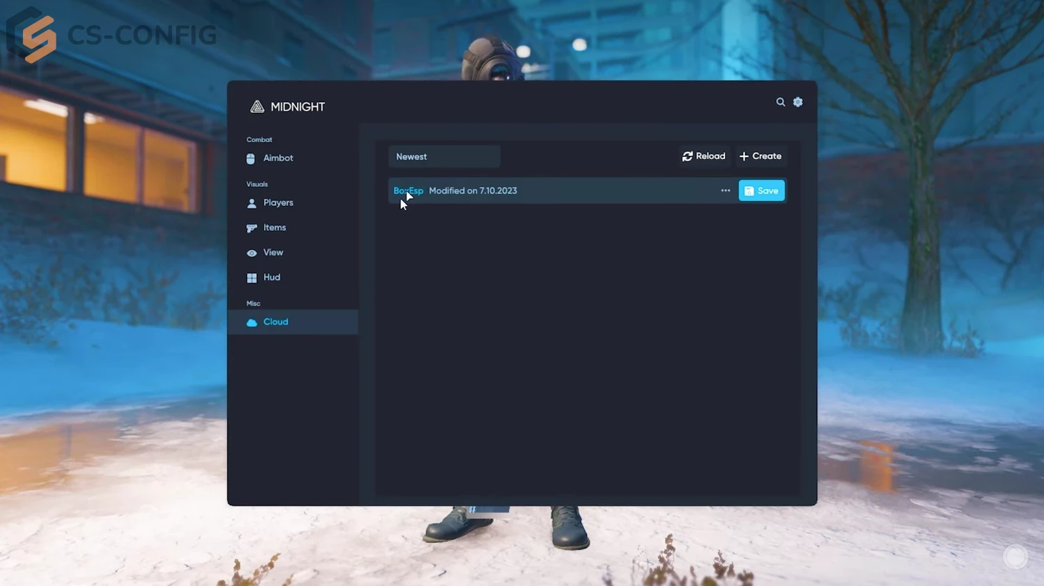 CS 2 с читом Midnight внутри