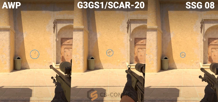 Разброс в КС 2 при стрельбе с AWP, SSG 08, SCAR-20 и G3SG1